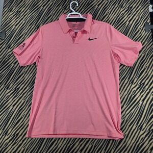 Nike Golf Dri-FIT Polo Shirt Mens XL Pink Striped Broken Sound Club Florida Logo